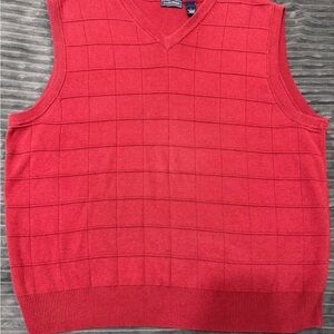 Saddlebred Red V-Neck Sweater with Textured Design